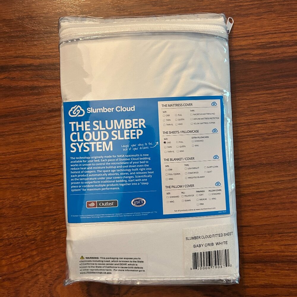 Slumber Cloud Essential White Fitted Crib Sheet {NWT}